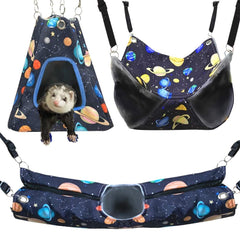 Fulue Galaxy Black ferret hammock shows cozy resting space for small pets