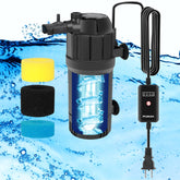 FUMAK U-V aquarium filter front view for 10-40 gallon tanks with compact design.