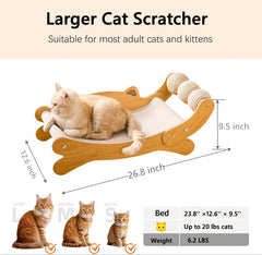 FUNACAY cat scratch pad hammock with sisal balls for energy release during rest