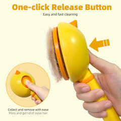 Funbuddy Cat Brush handle angle demonstrates comfortable grip during grooming.