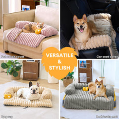 Funny Fuzzy dog bed mat provides neck and head support for comfortable rest.