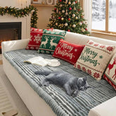 Funny Fuzzy dog couch cover blue grey closeup highlights plush, cozy comfort for pets