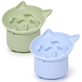 Funnymoom two-pack slow feeder, green and blue, helps slow meals for calmer eating.