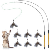 FUPUSUN cat feather toys wand close-up showcases safe, interactive indoor play.