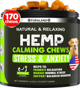 FURALAND hemp calming chews duck flavor tub – tasty anxiety support for dogs.