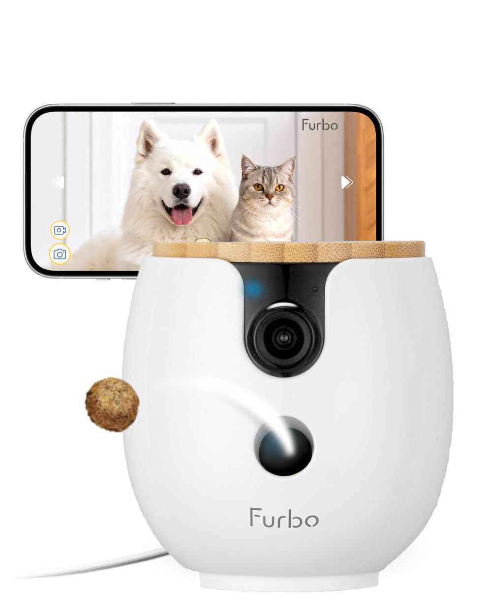 Furbo Mini360 camera-rotation view for full-room pet monitoring and peace of mind.