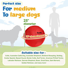 Furdo 25-inch herding ball in action with a dog.