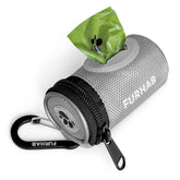 FURHAB Glow dog poop bag holder with carabiner clip for easy leash attachment.