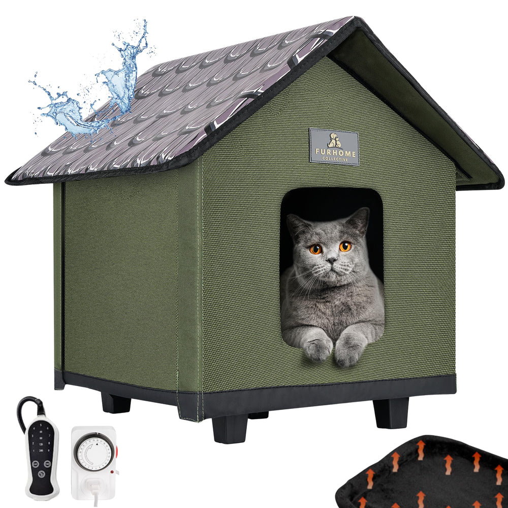FURHOME COLLECTIVE elevated waterproof base keeps outdoor cats dry and warm away from ground moisture