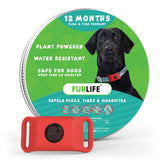 FurLife red dog tag waterproof pendant on collar for easy flea and tick prevention