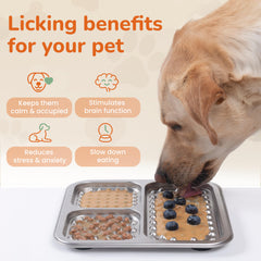 Furlithix lick mat with suction cups securing it to a smooth surface during grooming.