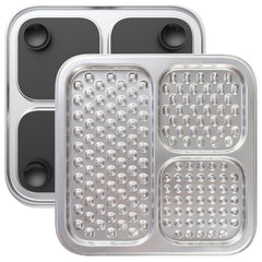 Furlithix stainless steel lick mat on kitchen counter promoting slow, calm feeding