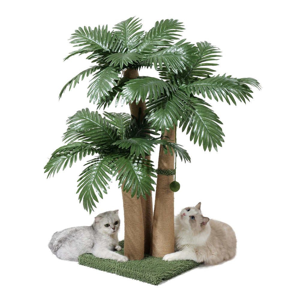 Furlogy 40'' palm-tree cat scratcher with three curves for indoor lounging