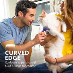 FURminator deShedding tool FURejector button releases hair quickly mid-grooming.