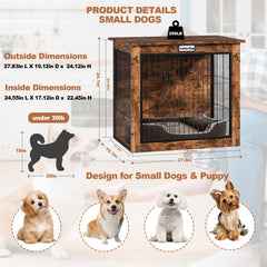FurnPulse Dog Crate End Table rustic wood finish highlights cozy home decor