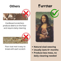 Furrther Sisal Cat Scratcher Mat placed in a corner supports healthy stretching.