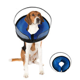 Furrtripsy inflatable-dog-cone blue-m front-view for secure protection and visibility.