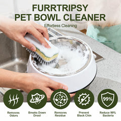 Furrtripsy pet bowls cleaner mousse foam detail showing easy, fragrance-free cleaning.