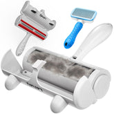 Furry Fun 2in1 pet hair remover roller in action removing fur from fabric surfaces