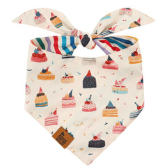 Furry Whisper Birthday Bandana cake-print design for festive dog celebrations and photos