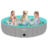 Furrybaby dog pool folded compact for easy transport and storage.