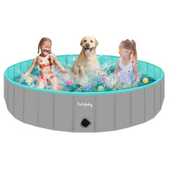 Furrybaby dog pool folded compact for easy transport and storage.