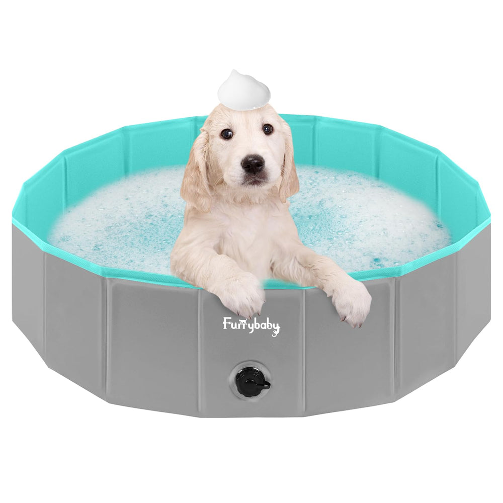 Furrybaby foldable dog pool assembled for easy setup and storage