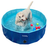 Furrybaby 32in navy pool, front view, showcases sturdy foldable design for easy setup