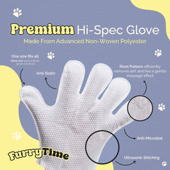 FURRYTIME glove wipes on cat paws for gentle no-rinse cleaning