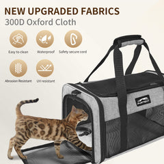 Transportín Furtent con caja de arena plegable para mayor comodidad durante viajes.