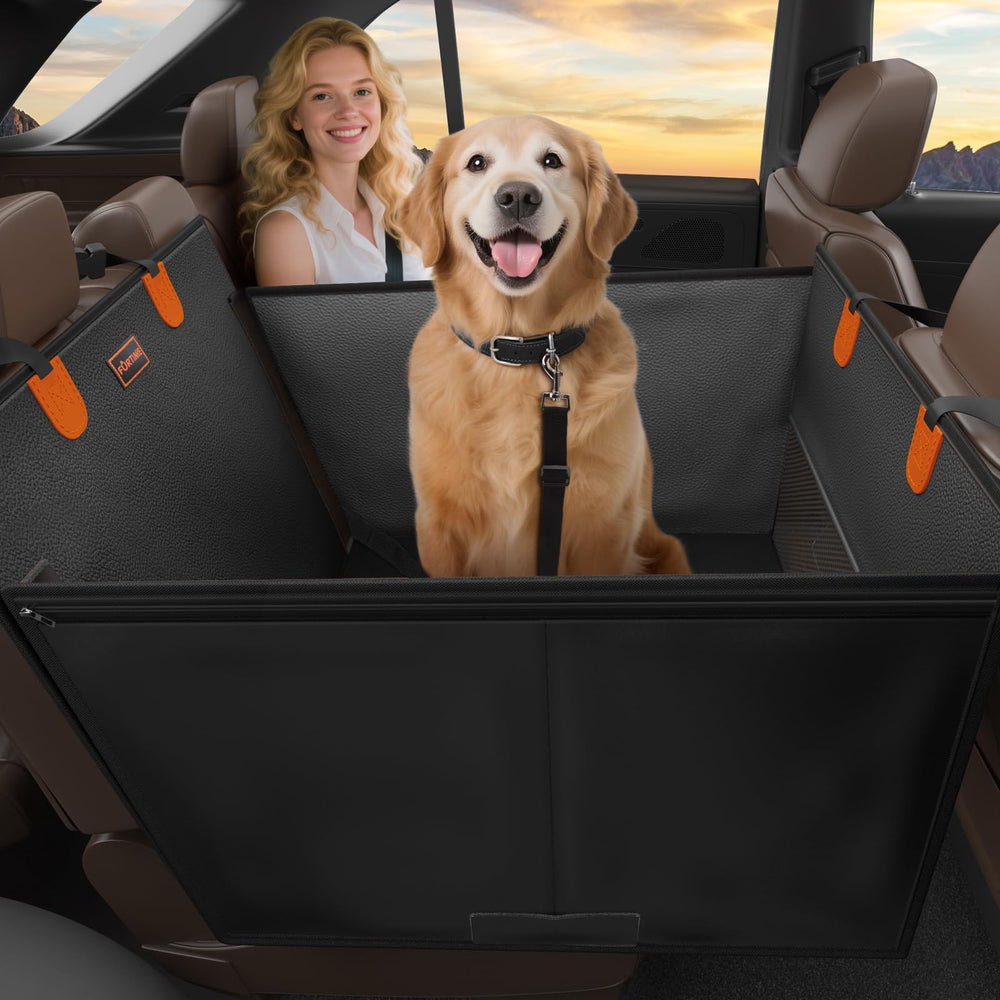FURTIME large dog car seat front view shows upgraded PU leather durability