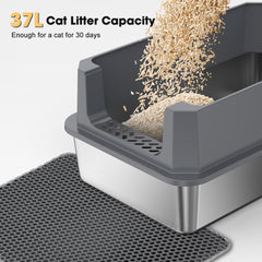 FURTIME odor-resistant metal litter box maintains home freshness