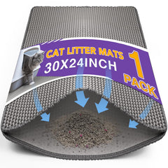 FURWEY cat litter mat front view in gray protects floors and reduces tracking.