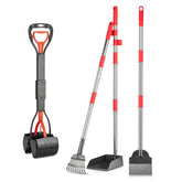 FUSBUNTY dog pooper scooper with metal rake and tray for easy yard cleanup