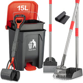FUSBUNTY pooper scooper set with trash can keeps yard clean and odor-free