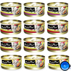 Fussie Cat Premium grain-free canned pack front showing variety for daily meals.