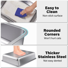 FUTAM stainless steel litter box offers odor control for fresher spaces.