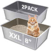 FUTAM XXL stainless steel litter box front view with ample space for large cats.