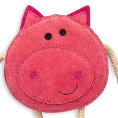 Fuzzl Eco Leather Pickles Pig squeaker closeup for engaging playtime.