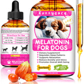 Fuzzycare Melatonin for dogs bottle promotes calmer evenings and better sleep.