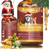 Fuzzycare natural yeast treatment packaging for dogs supports gentle ear and skin care.