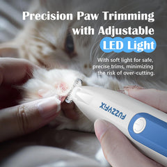 FuzzyFix dog paw trimmer 18mm blade expands shaving area for detail work.