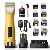 FuzzyFix professional dog clippers cordless in action for quiet pet grooming.