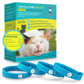 FuzzyMilky cat collar blue on cat promoting calm during travel and new environments