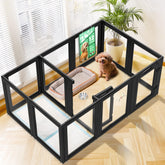 FXW AuraSpace 24in dog playpen front view with clear panels for monitoring.