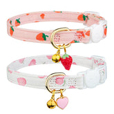 FYEQYAOU cotton breakaway collar in pink strawberries offers style and safety.