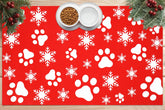 FYSUIMU Christmas Pet Mat with red snowflake pattern protects floors during meals