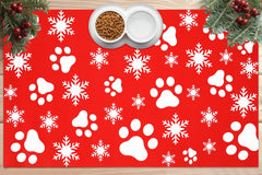 FYSUIMU Christmas Pet Mat with red snowflake pattern protects floors during meals