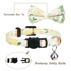 G-ficu removable bell and bow on green cat collar helps locate your cat
