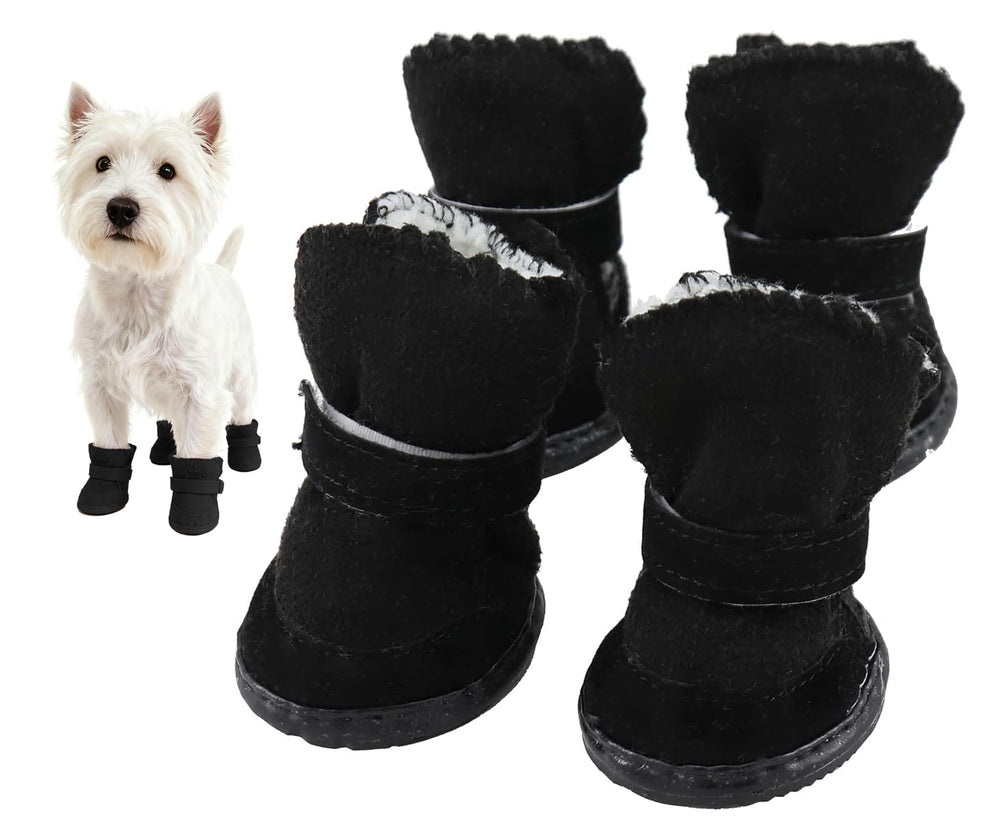 GabeFish Puppy Winter Boots top view shows warm fleece and snug fit.